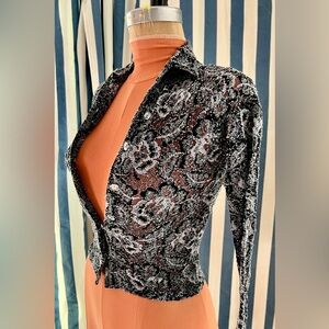 Vintage 90s stretch lace sheer crop top